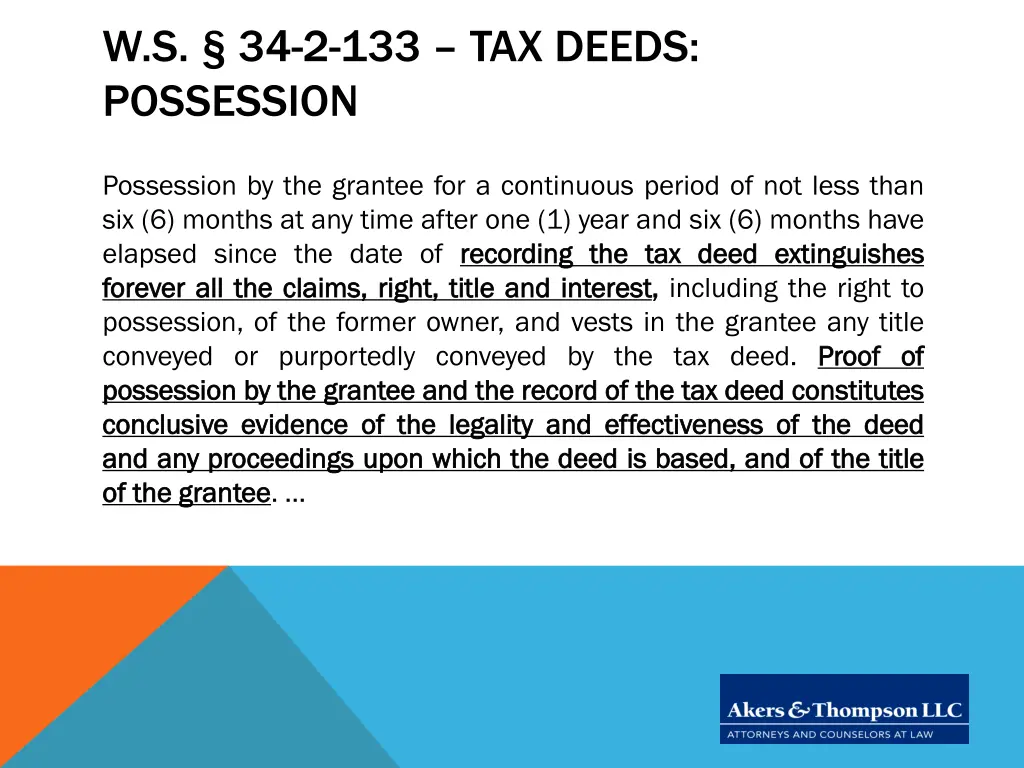 w s 34 2 133 tax deeds possession