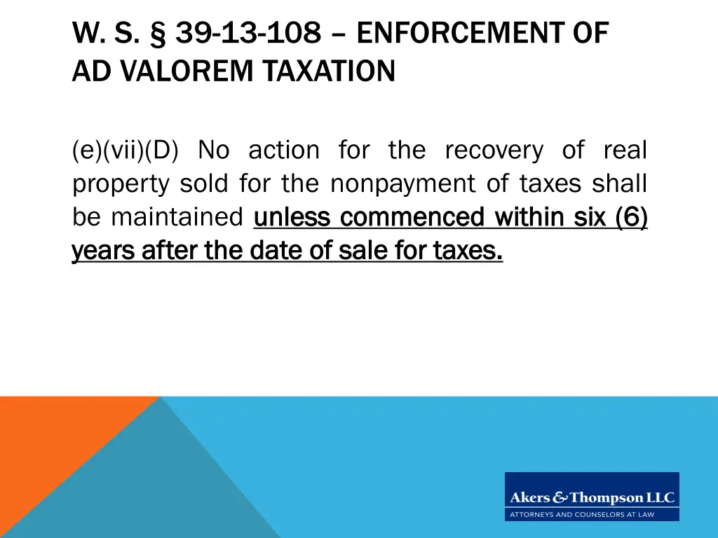 w s 39 13 108 enforcement of ad valorem taxation 2