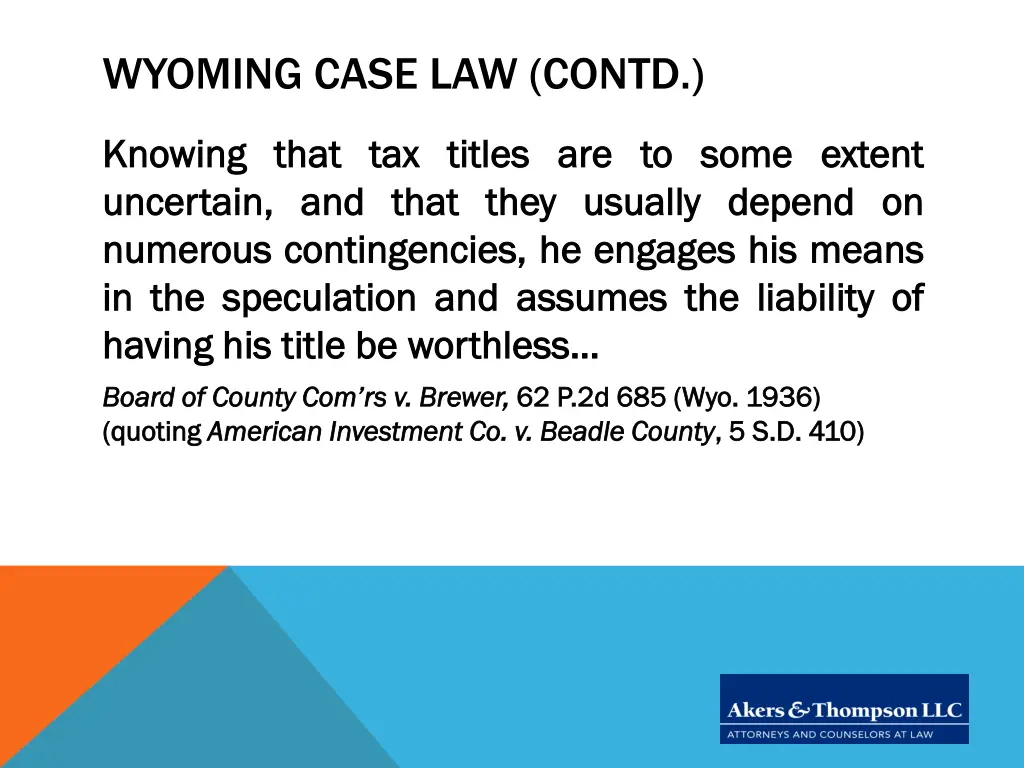 wyoming case law contd