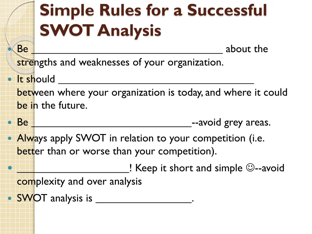 simple rules for a successful swot analysis