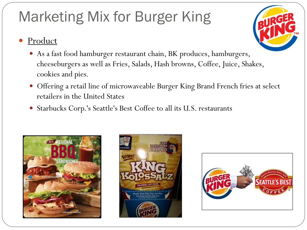 marketing mix for burger king