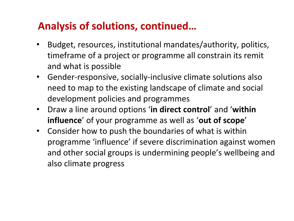 analysis of solutions continued