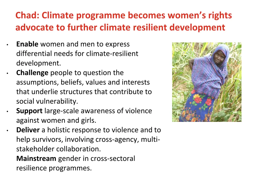 chad climate programme becomes women s rights