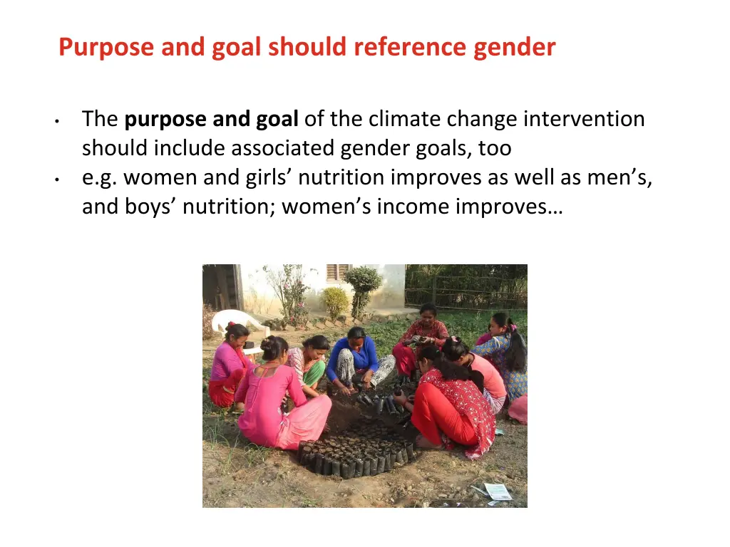 purpose and goal should reference gender