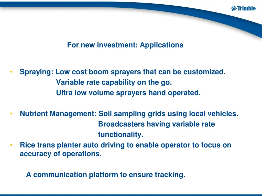 for new investment applications