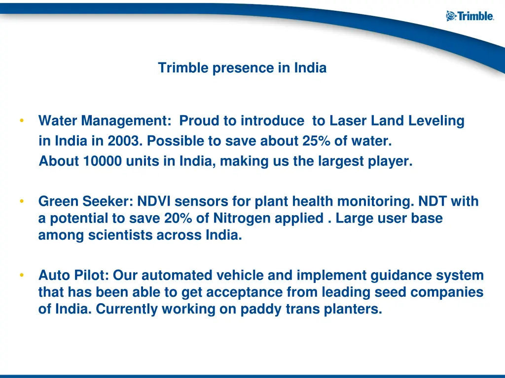 trimble presence in india