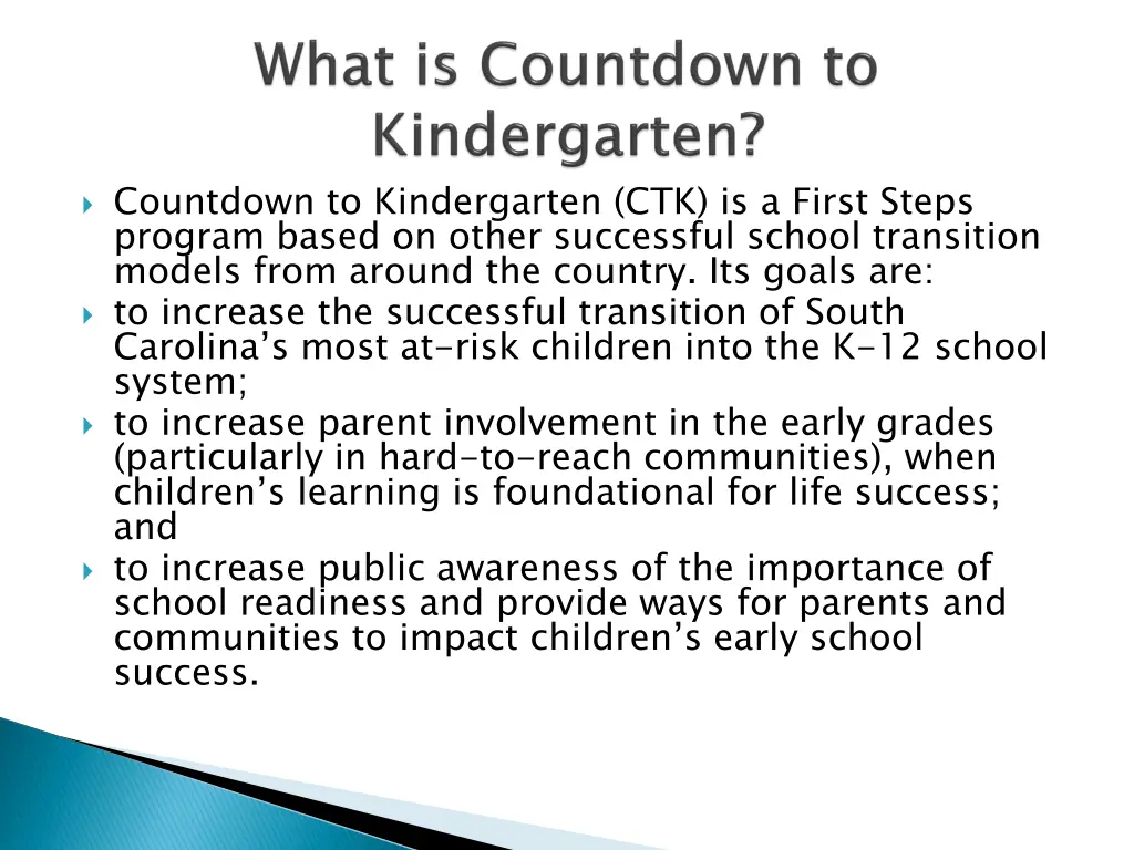 countdown to kindergarten ctk is a first steps