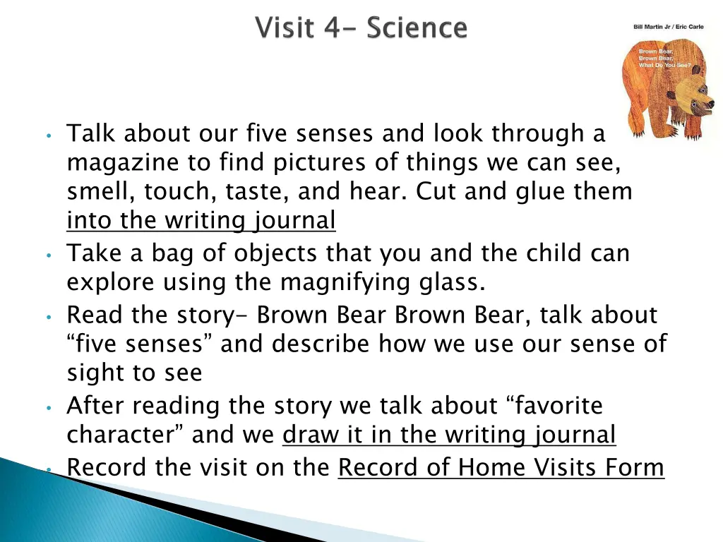 talk about our five senses and look through