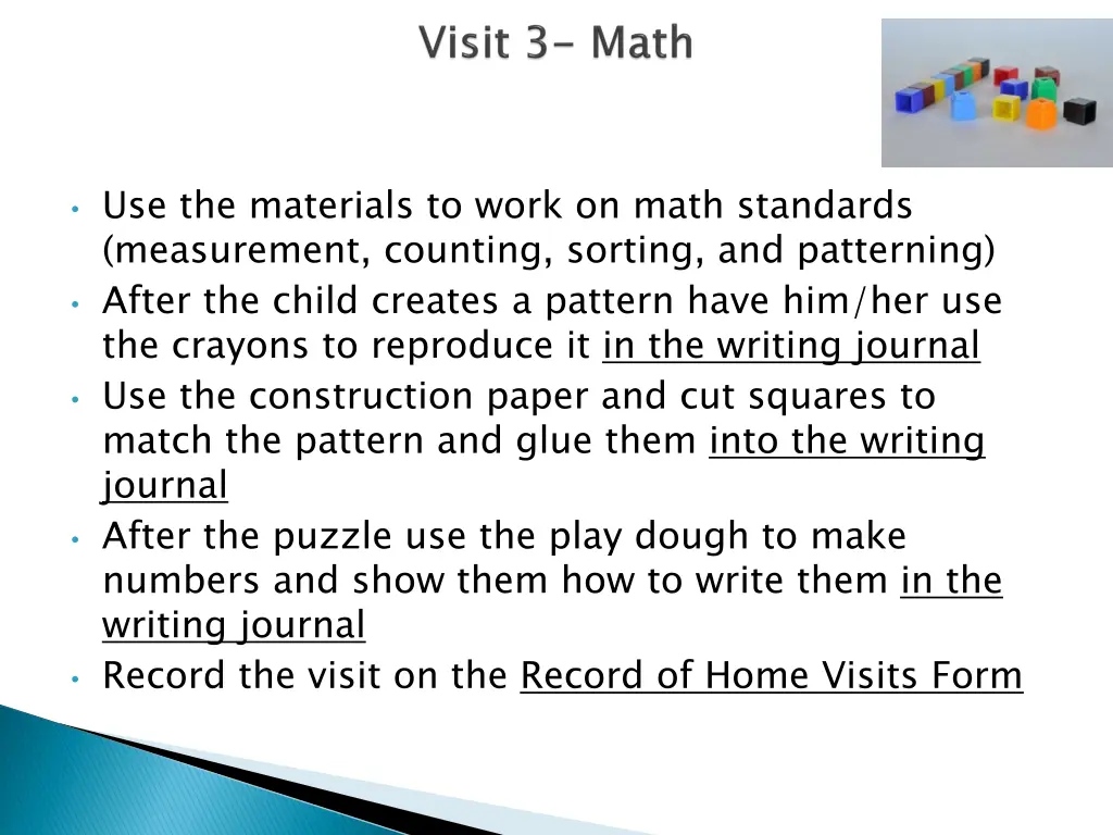 use the materials to work on math standards