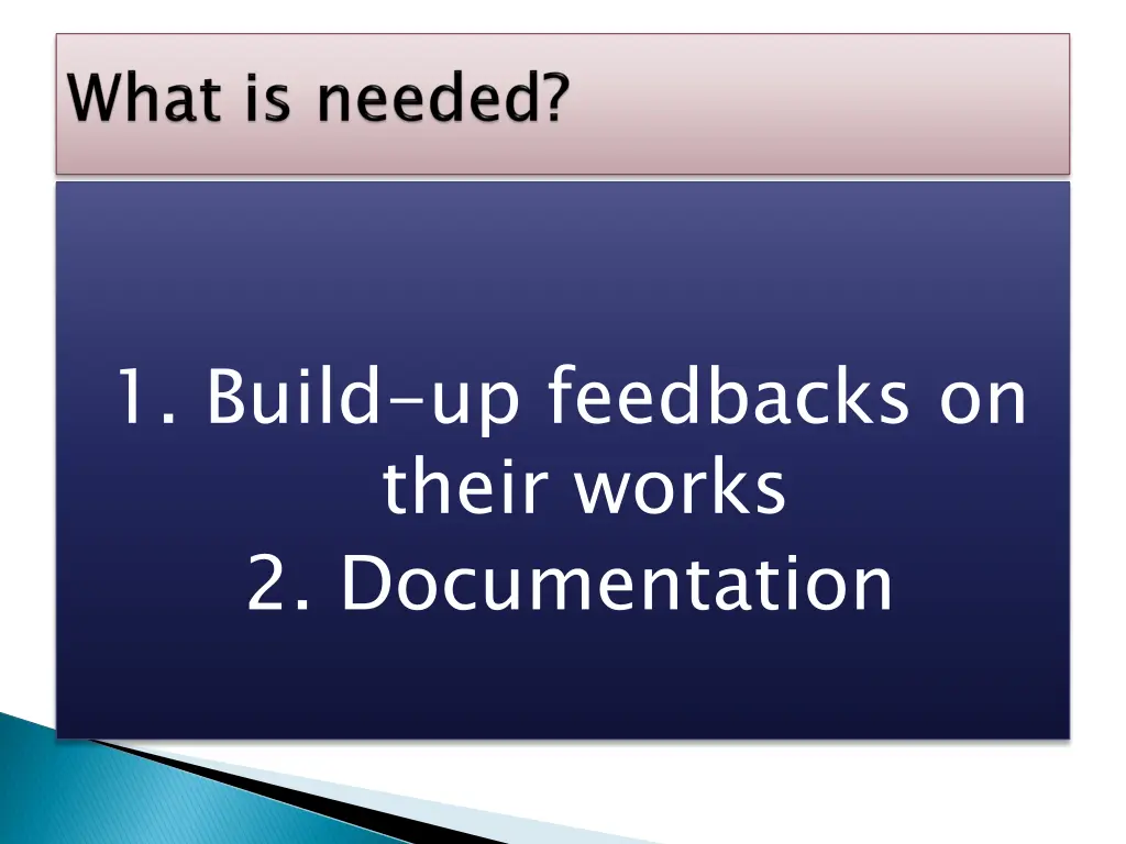 1 build up feedbacks on their works