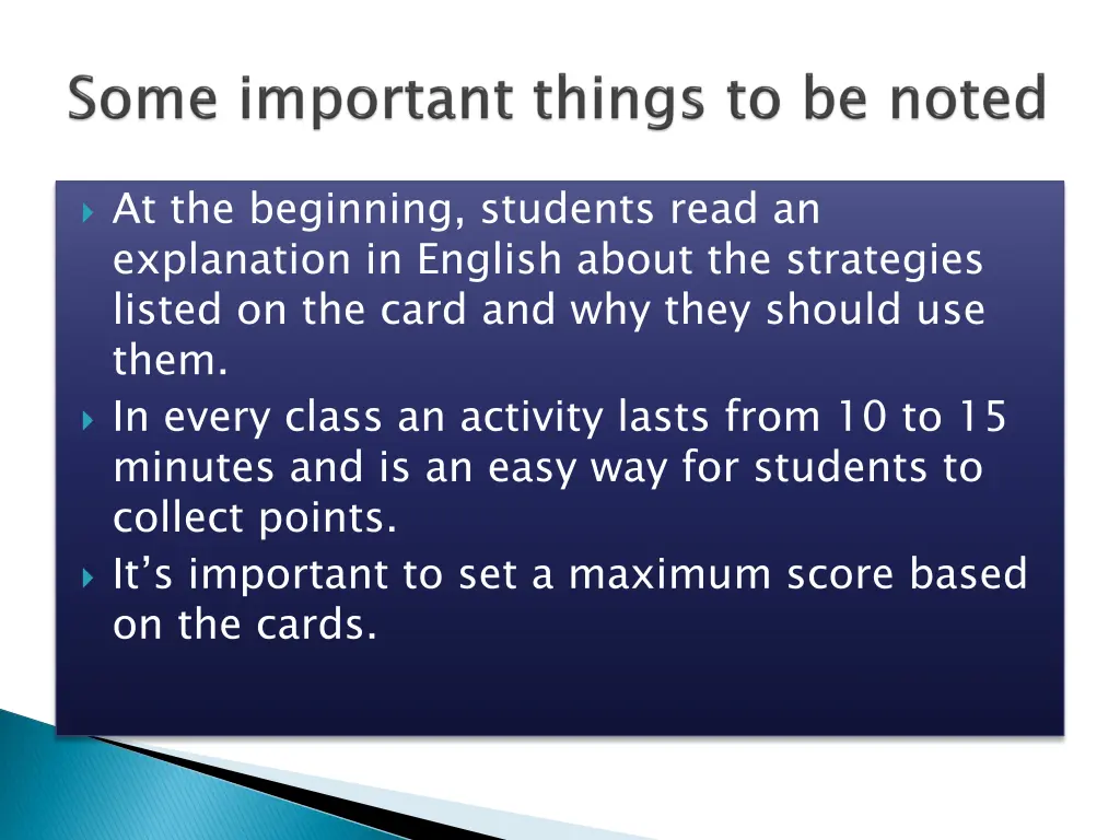 at the beginning students read an explanation