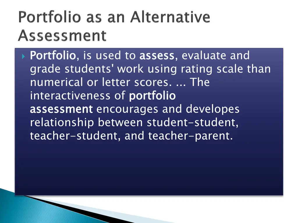 portfolio grade students work using rating scale