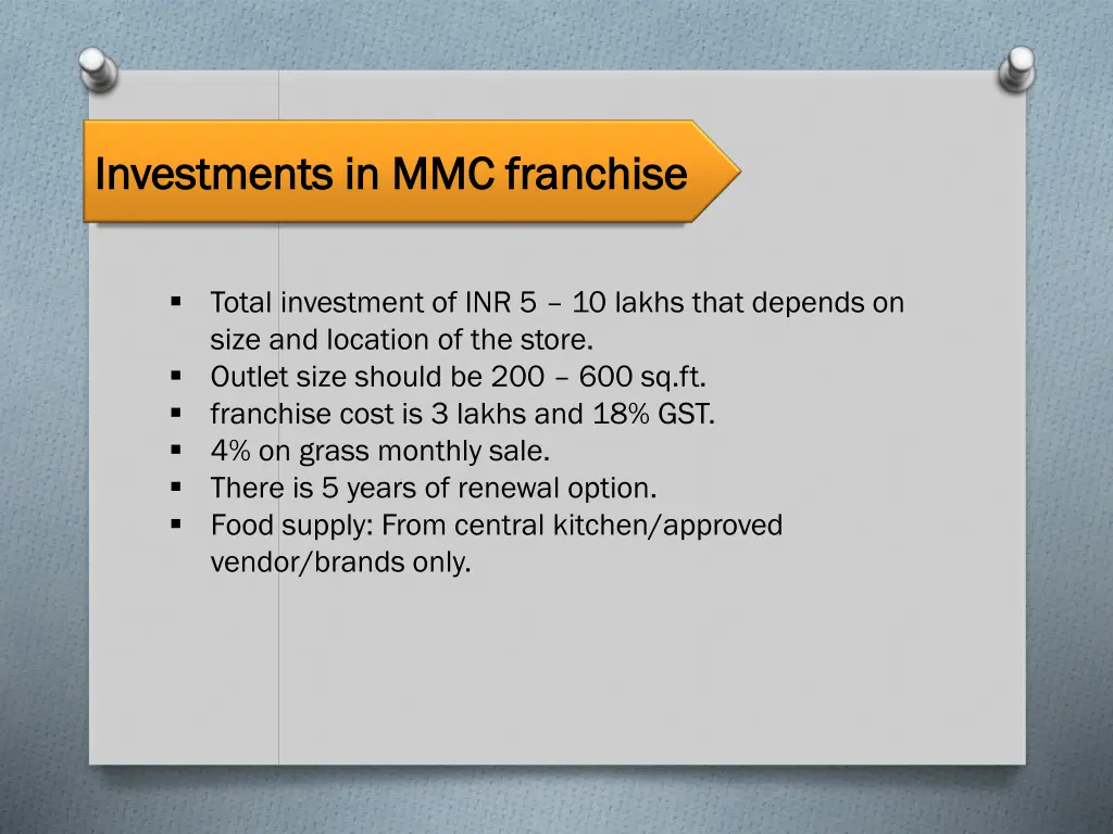 investments in mmc franchise investments