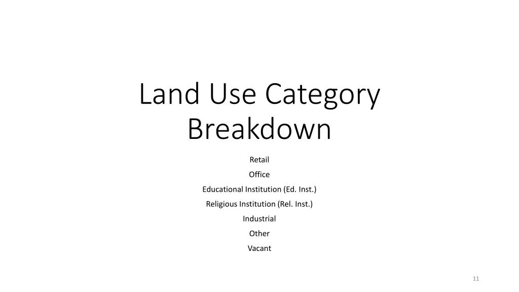 land use category breakdown