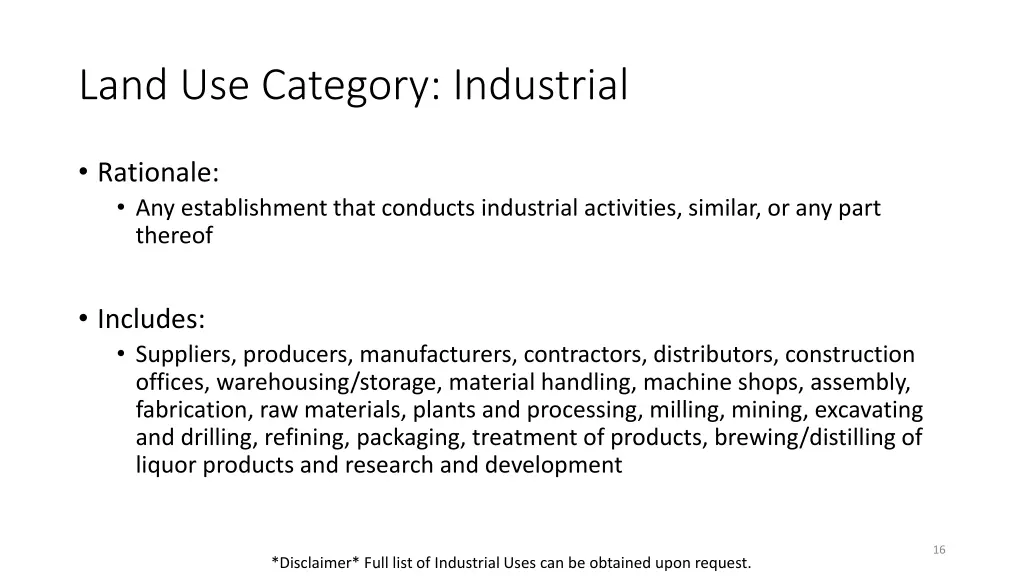 land use category industrial