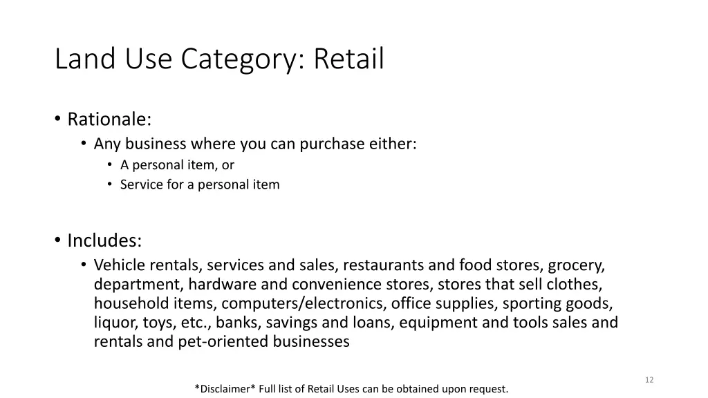 land use category retail