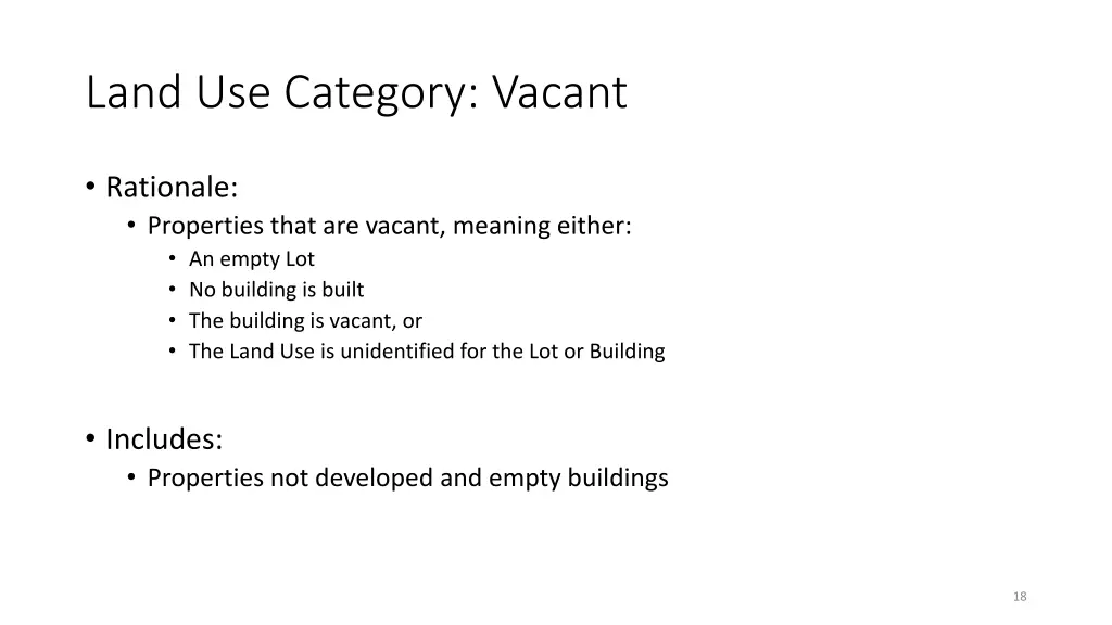 land use category vacant