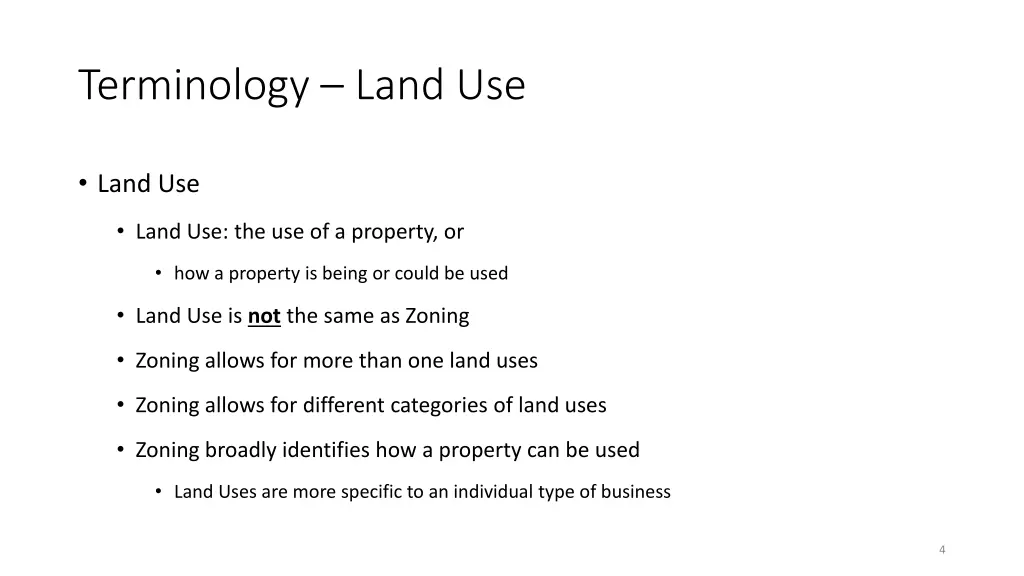 terminology land use