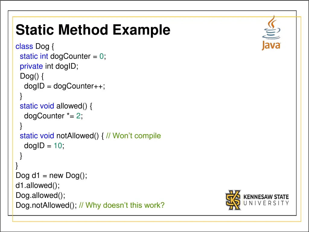 static method example class dog static