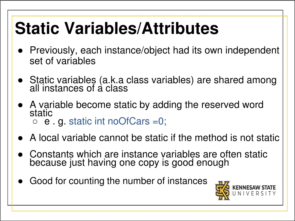 static variables attributes