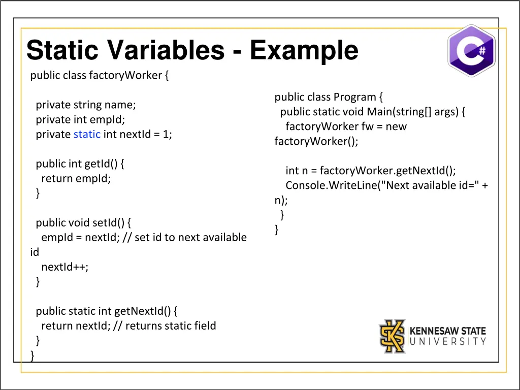 static variables example public class 1