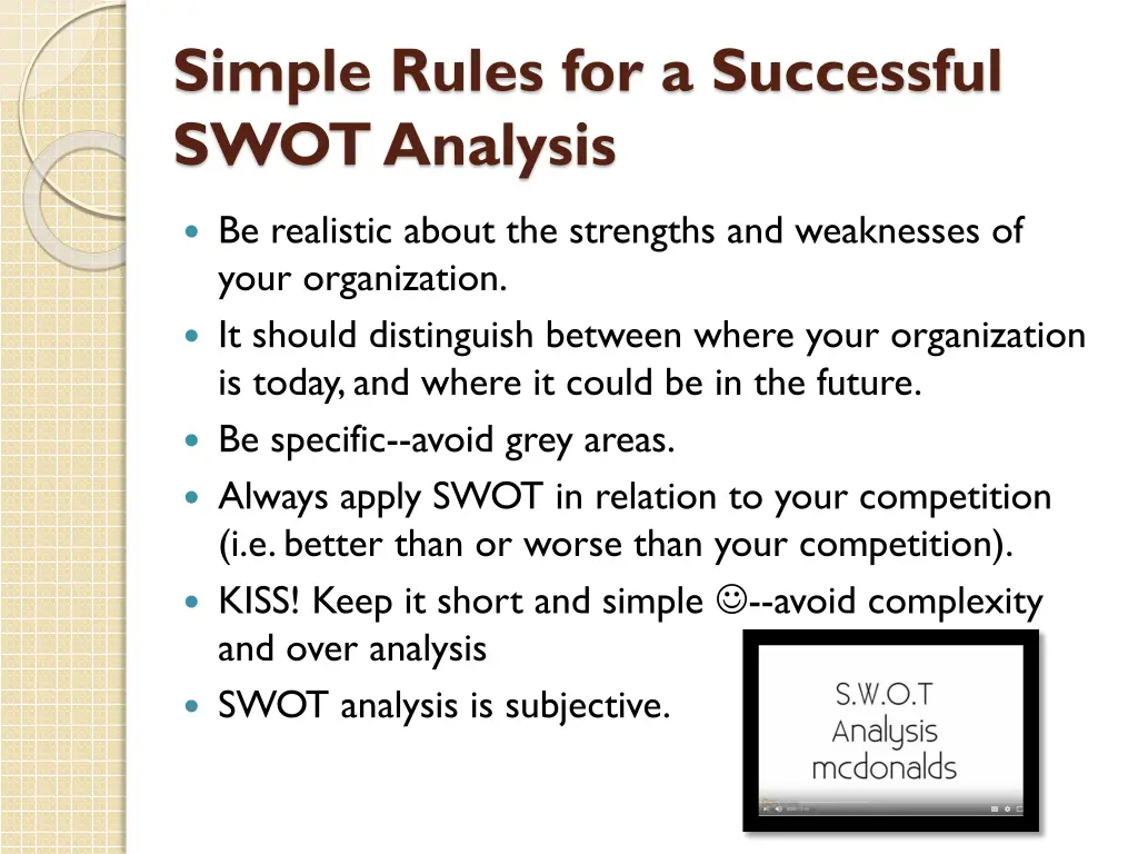 simple rules for a successful swot analysis