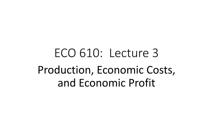 eco 610 lecture 3 production economic costs