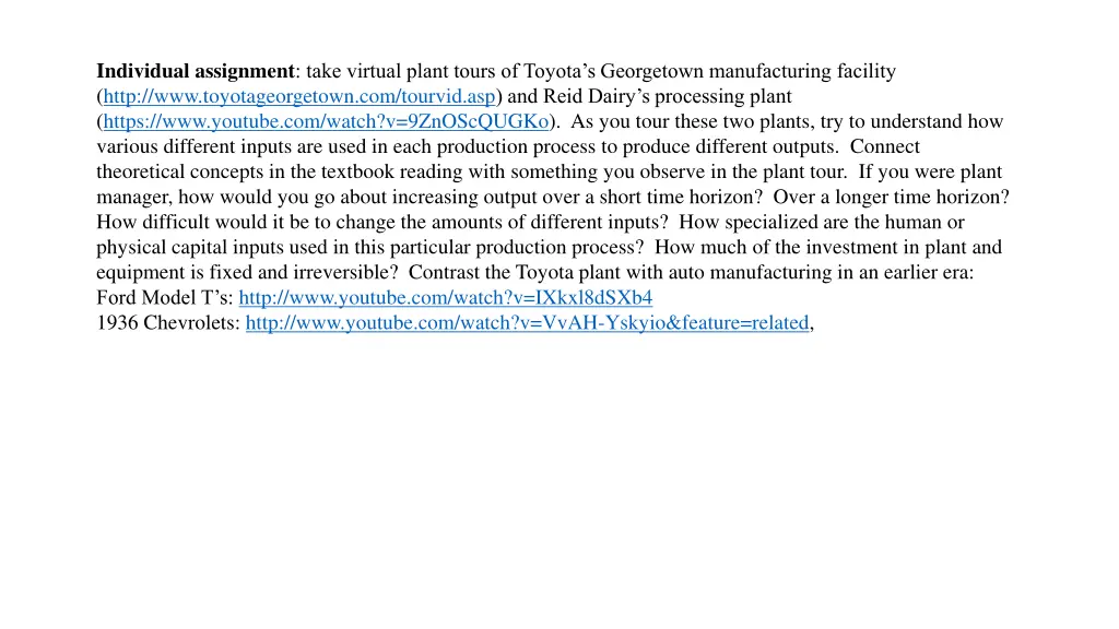 individual assignment take virtual plant tours