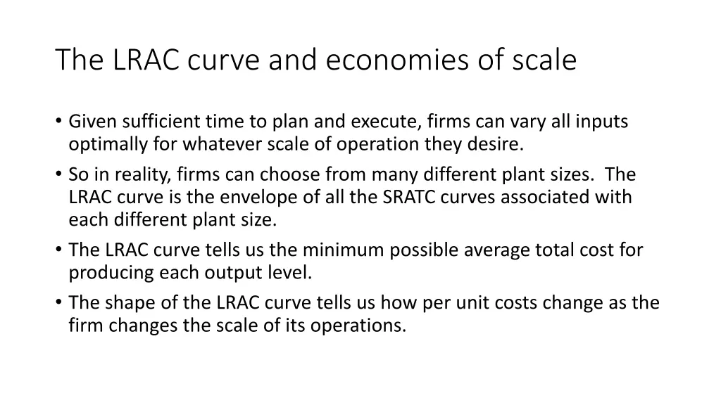 the lrac curve and economies of scale