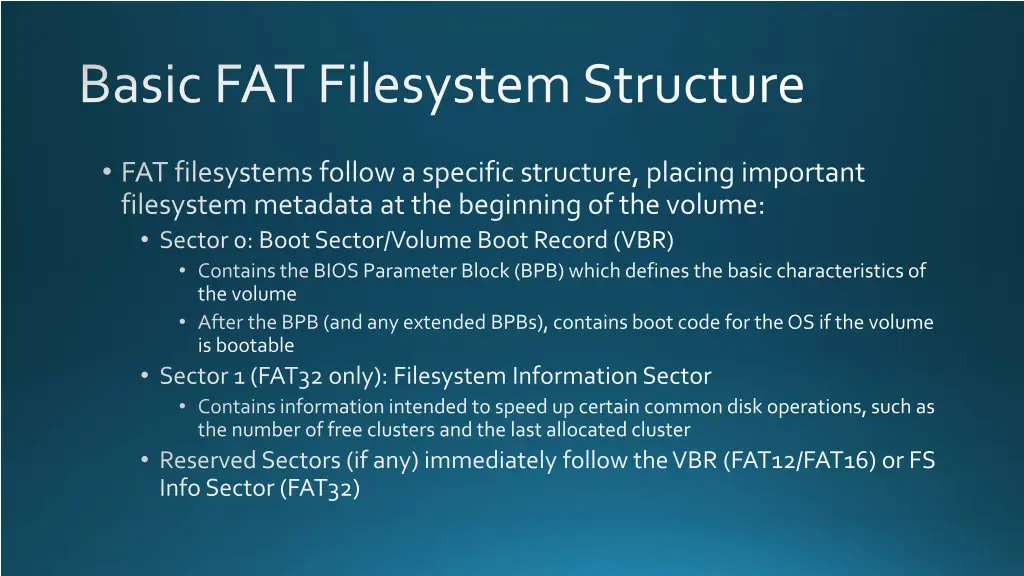 basic fat filesystem structure