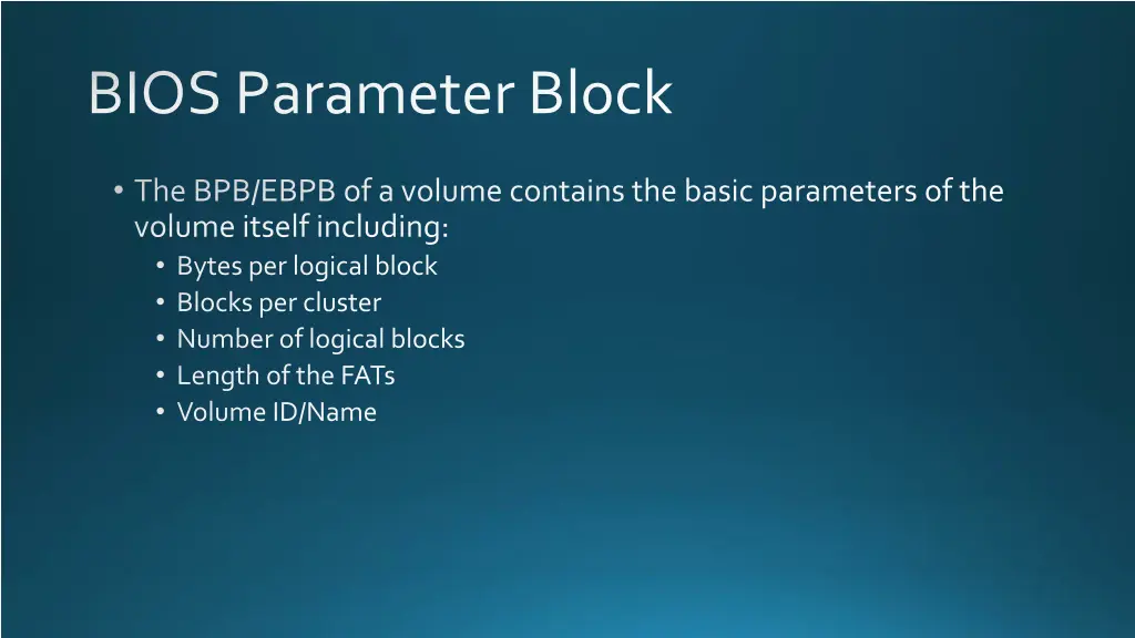 bios parameter block