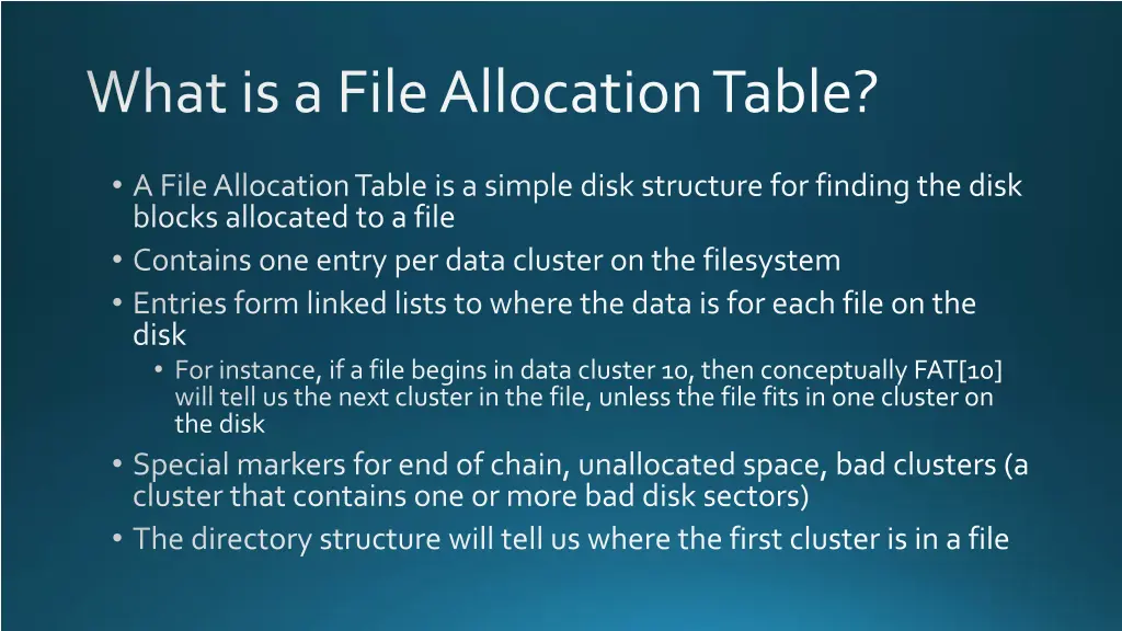 what is a file allocation table