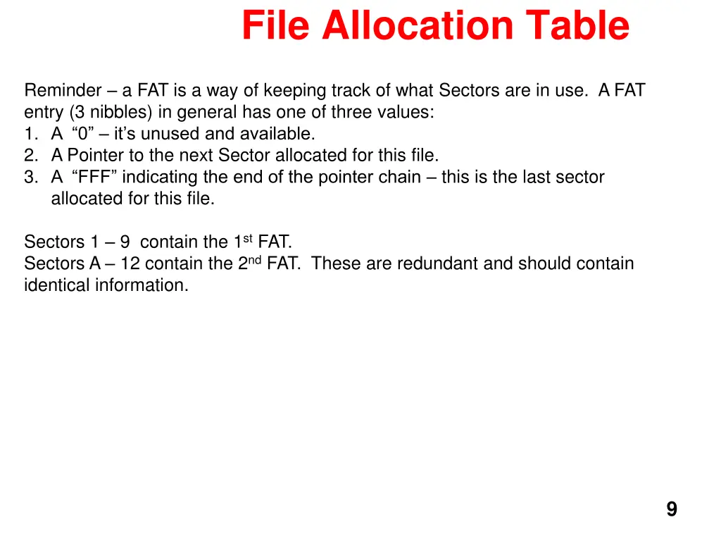 file allocation table