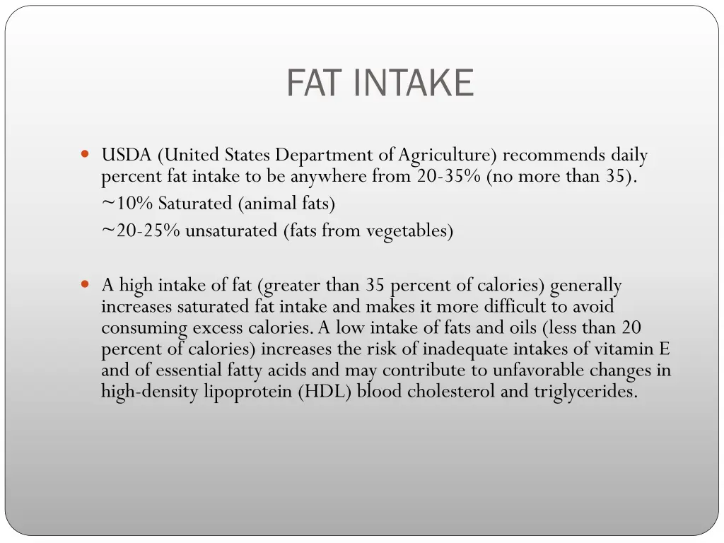 fat intake