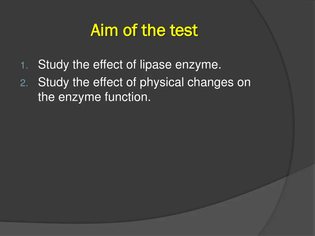 aim of the test aim of the test