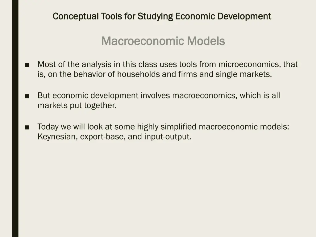 conceptual tools for studying economic 1