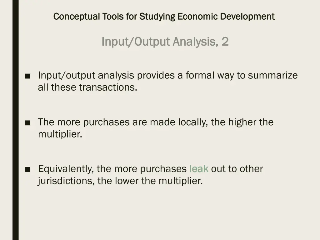 conceptual tools for studying economic 16