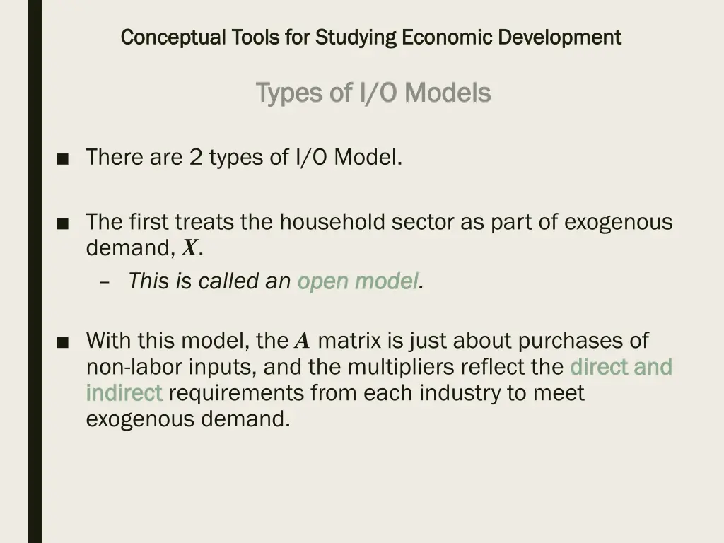 conceptual tools for studying economic 20