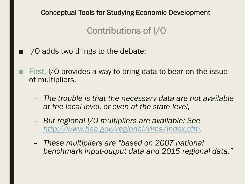 conceptual tools for studying economic 22