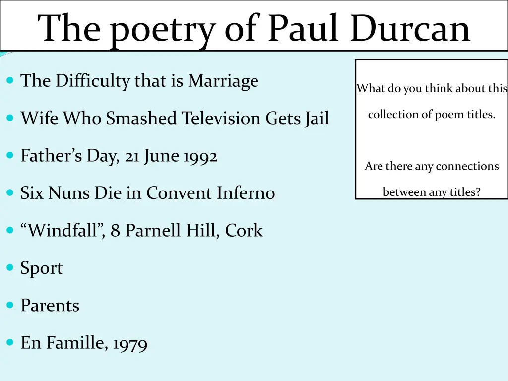 the poetry of paul durcan