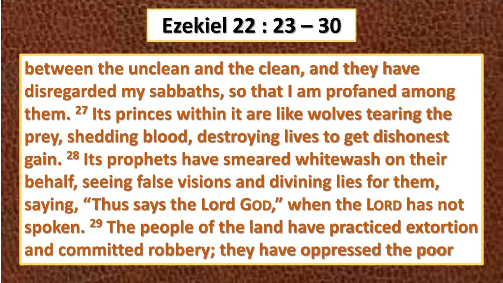 ezekiel 22 23 30 1