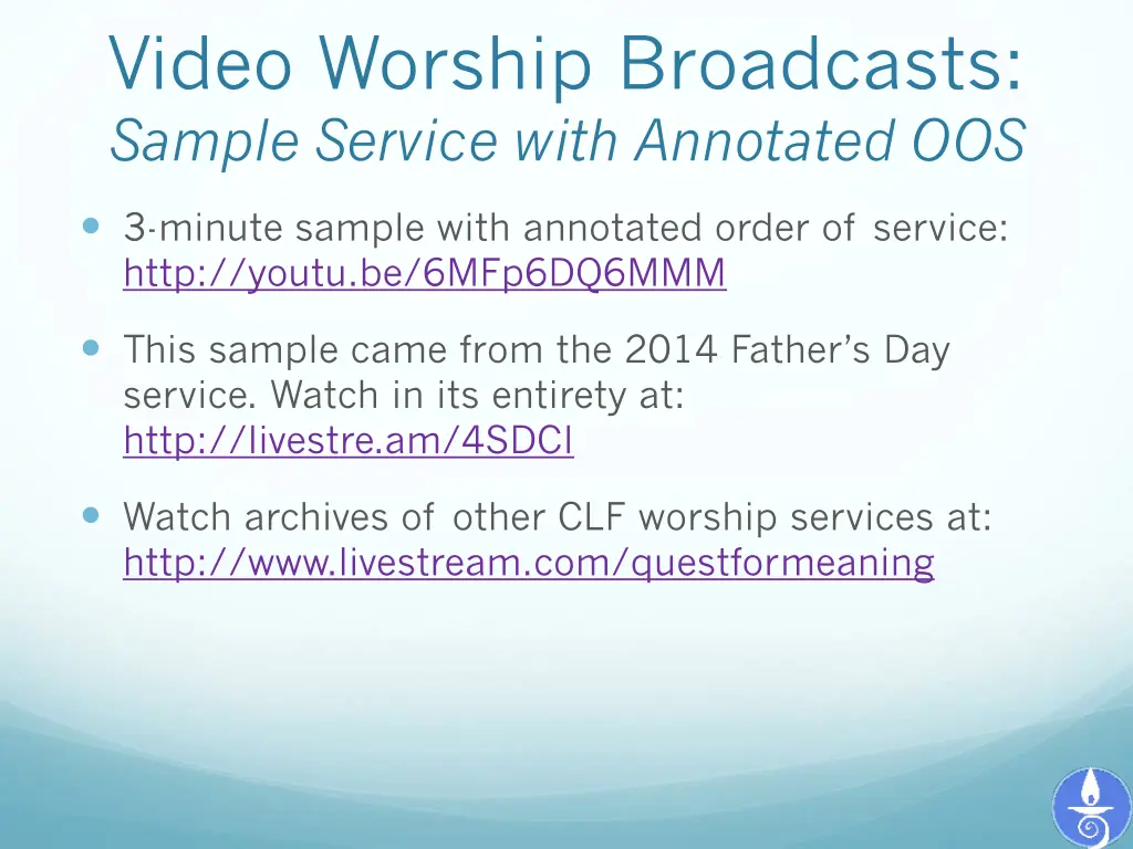 video worship broadcasts sample service with