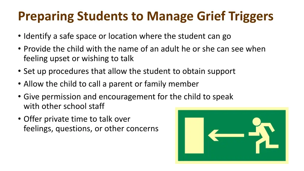 preparing students to manage grief triggers