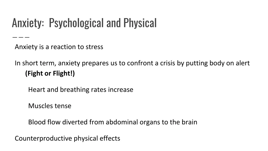 anxiety psychological and physical