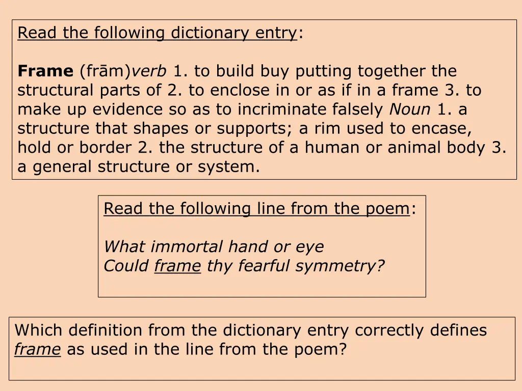 read the following dictionary entry