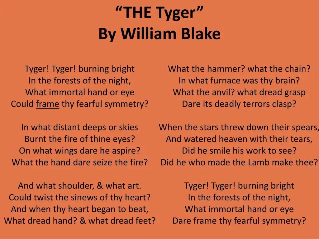 the tyger by william blake