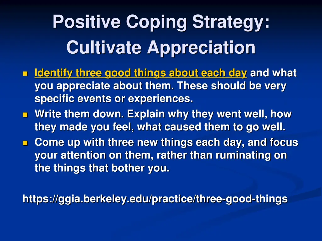 positive coping strategy cultivate appreciation