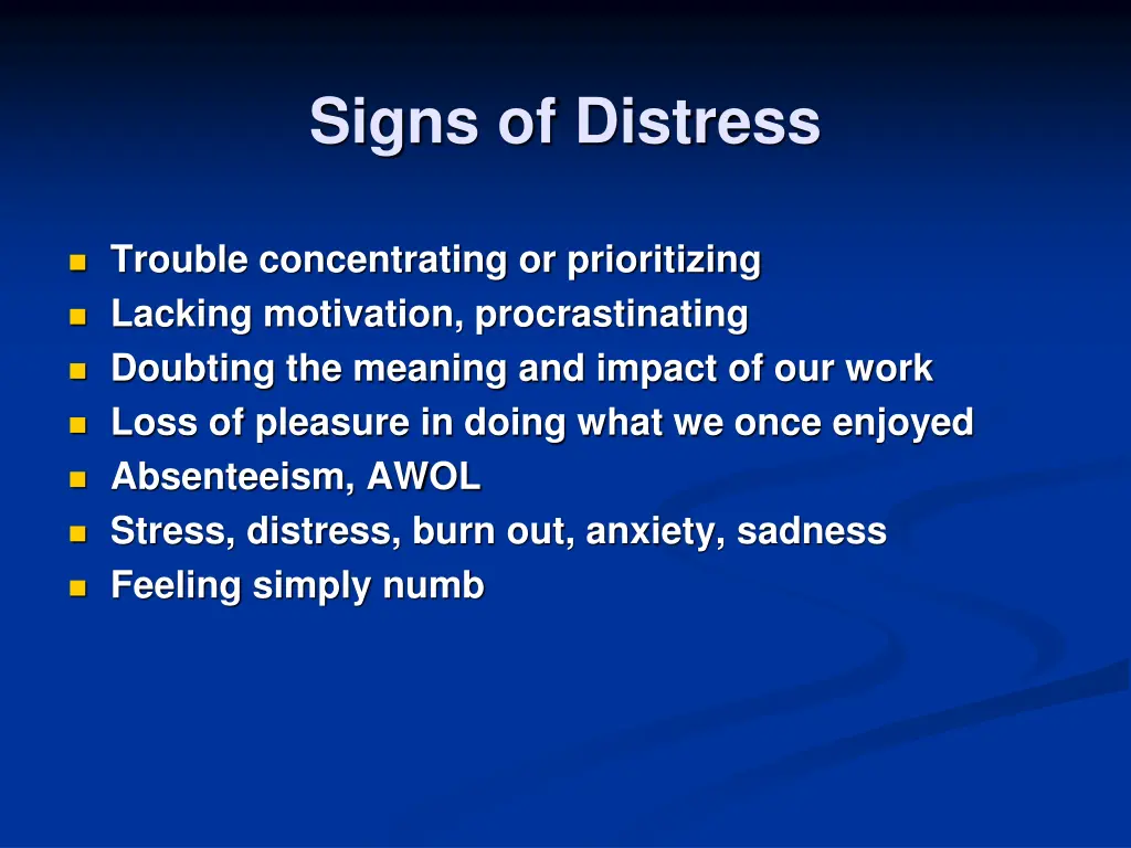 signs of distress