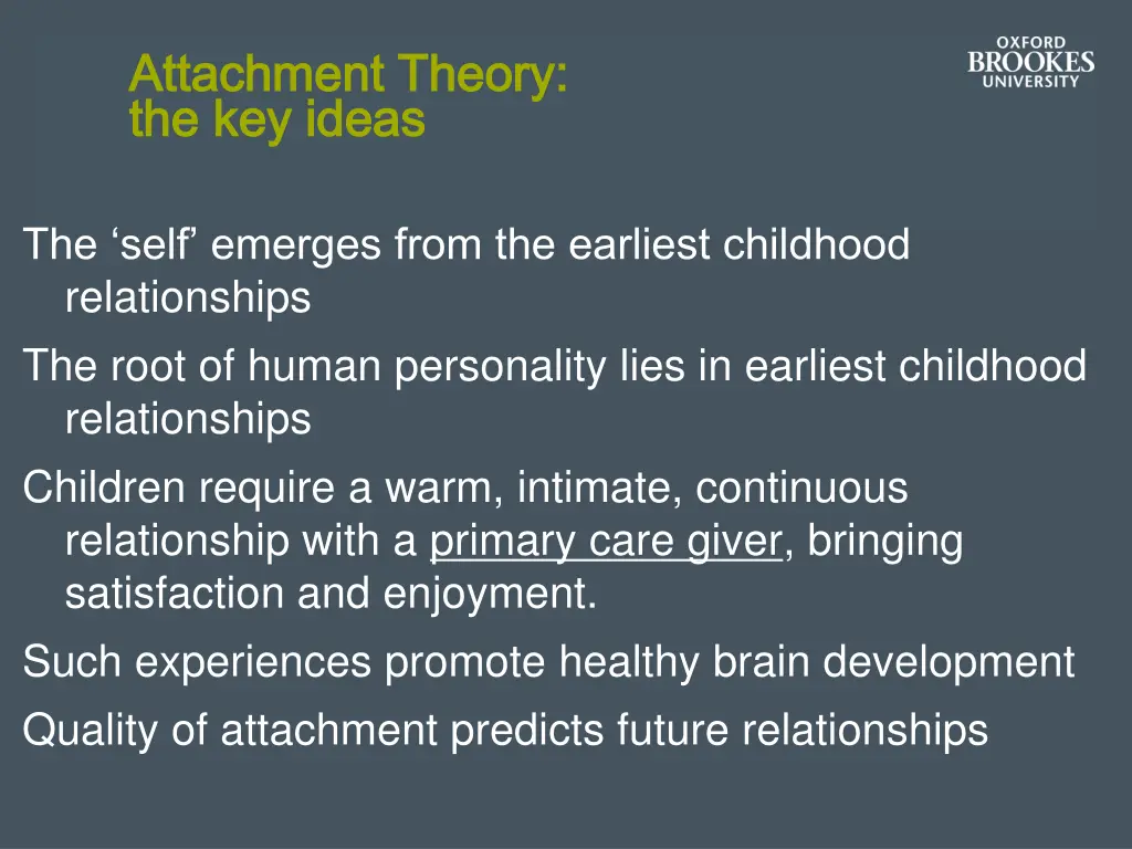 attachment theory attachment theory the key ideas