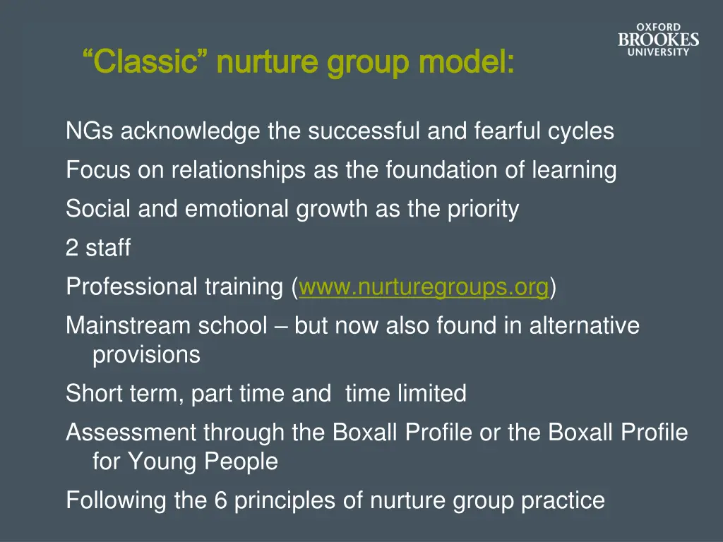 classic nurture group model classic nurture group